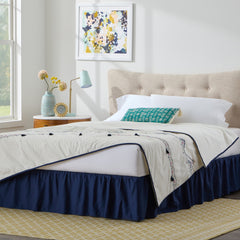Linenspa 80gsm Microfiber Ruffle Bed Skirt, Cal King, Navy