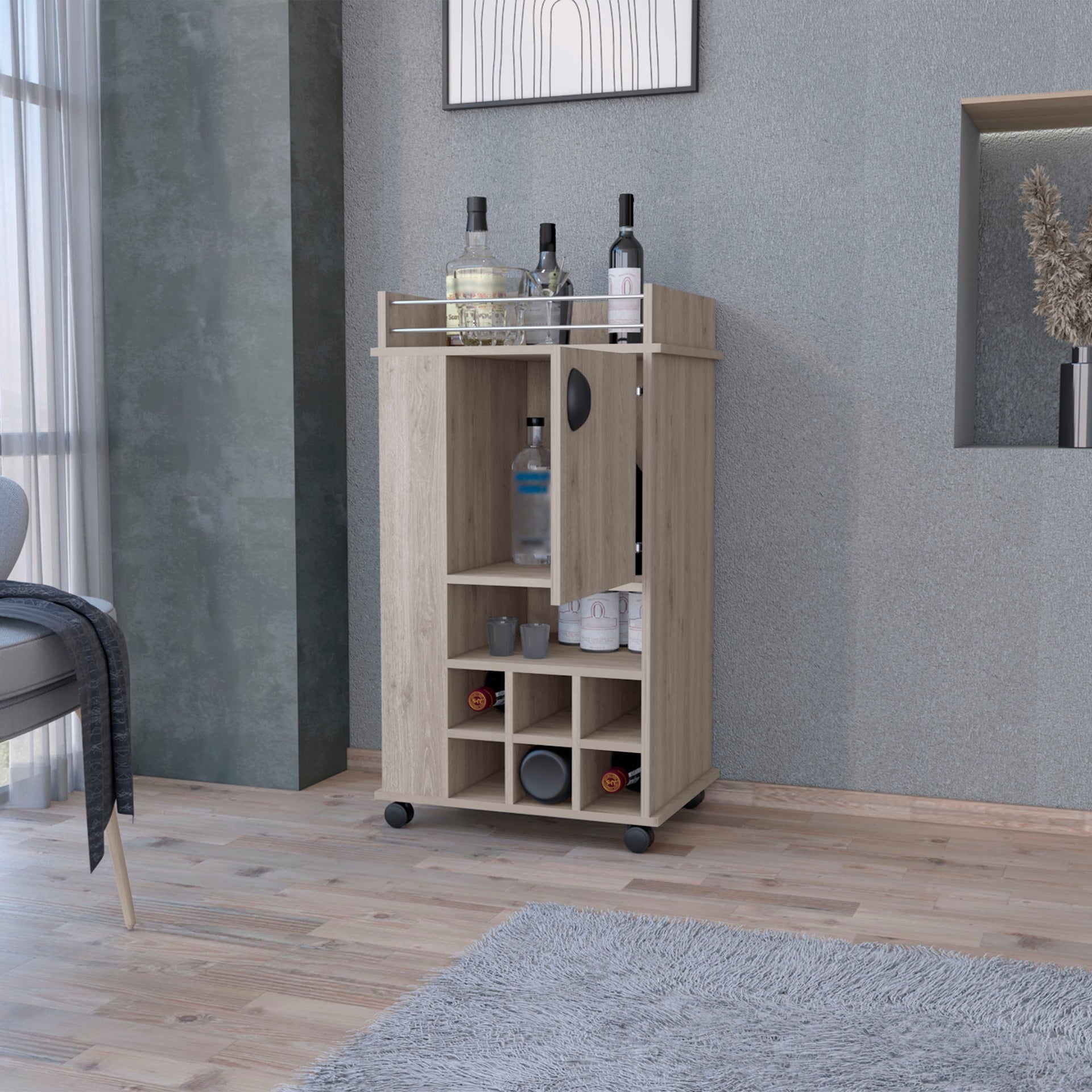 Anson Computer Desk with 4-Tier Bookcase and 1-Door Cabinet