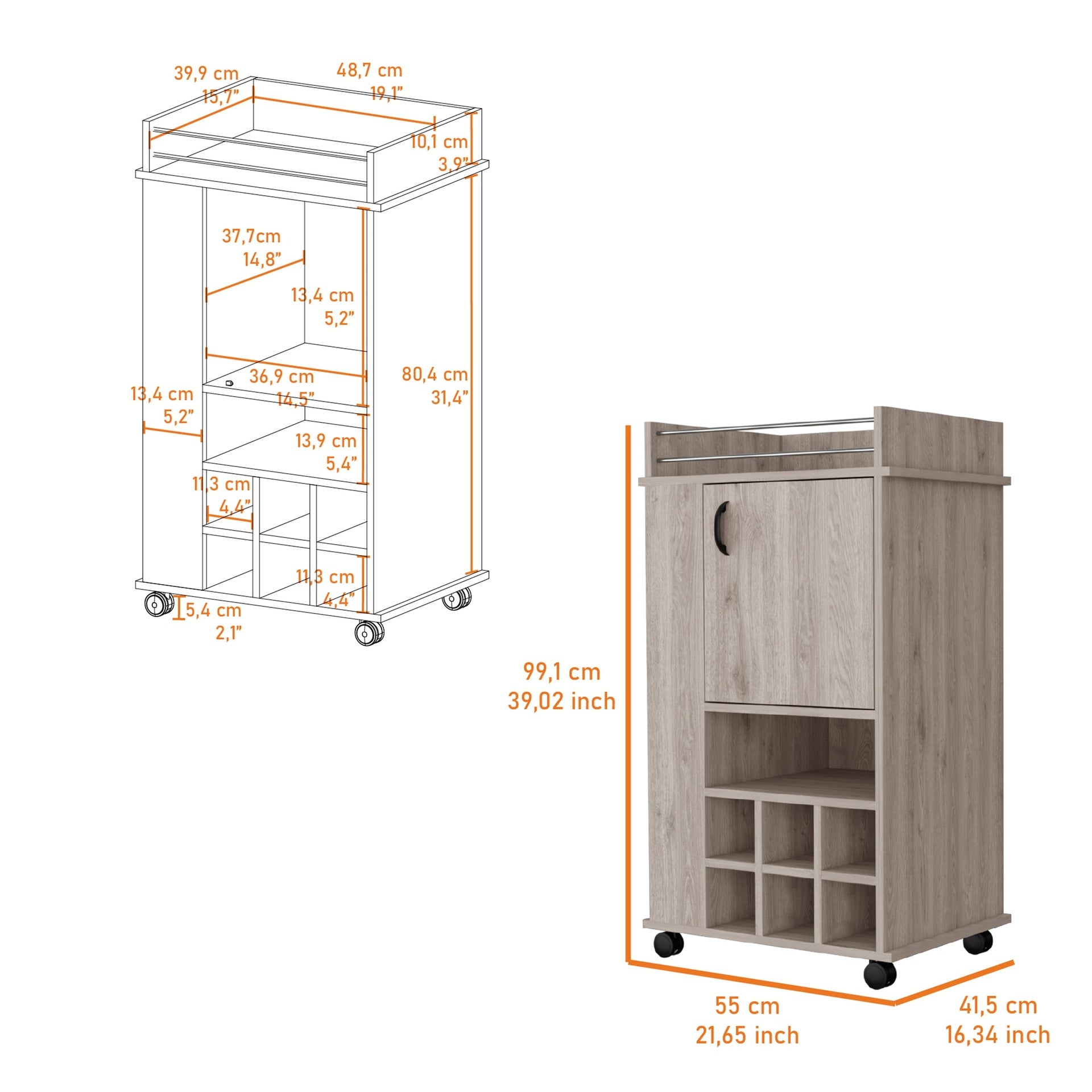 Anson Computer Desk with 4-Tier Bookcase and 1-Door Cabinet