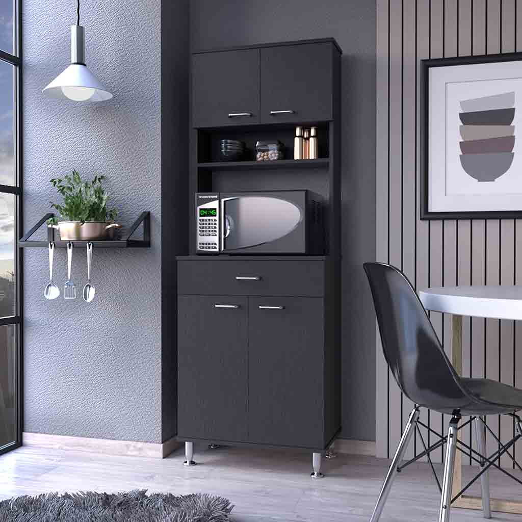 Bay Area Pantry, Two Door Cabinets, One Drawer, Four Adjustable Metal Legs