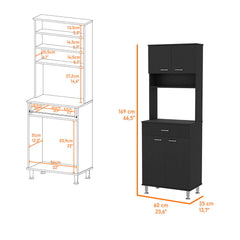 Bay Area Pantry, Two Door Cabinets, One Drawer, Four Adjustable Metal Legs