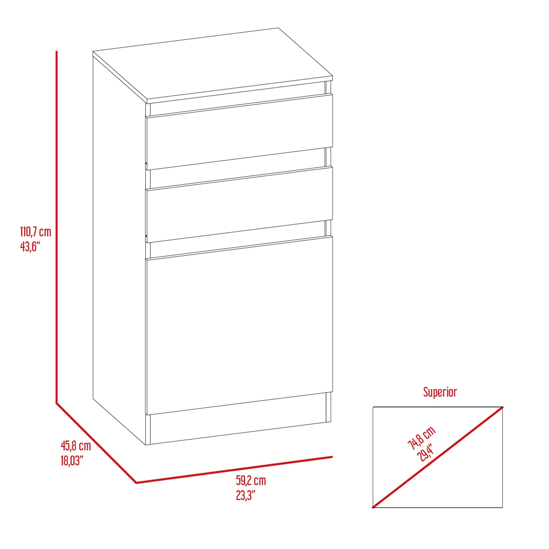Cambridge Three Drawers Dresser