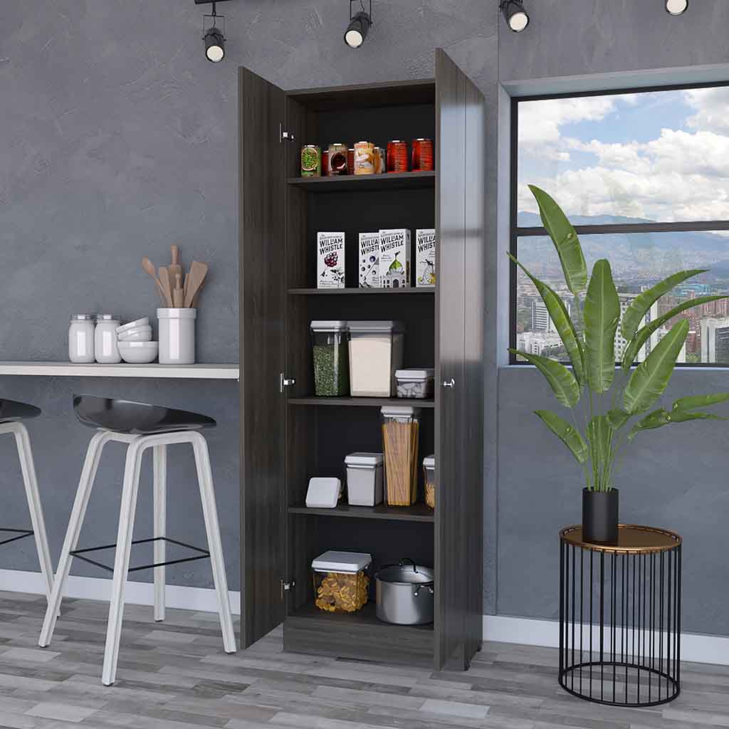 Virginia Double Door Storage Cabinet, Five Shelves