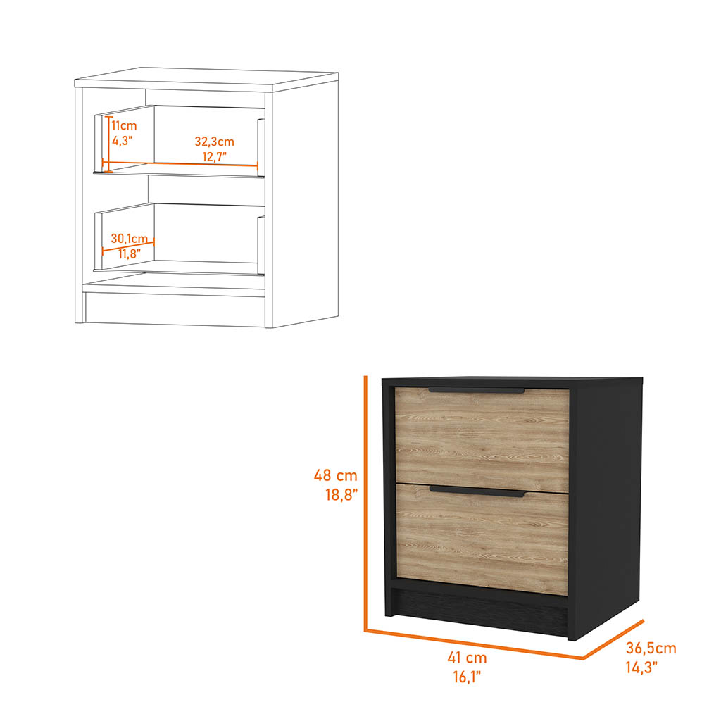 Washington Nightstand, Two Large Drawers