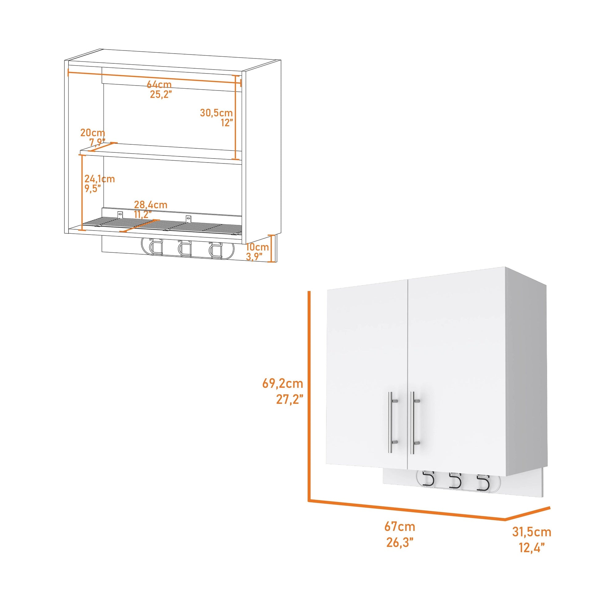 Weiser Wall Storage Cabinet, Space Saver Storage Cabinet with Broom Hangers