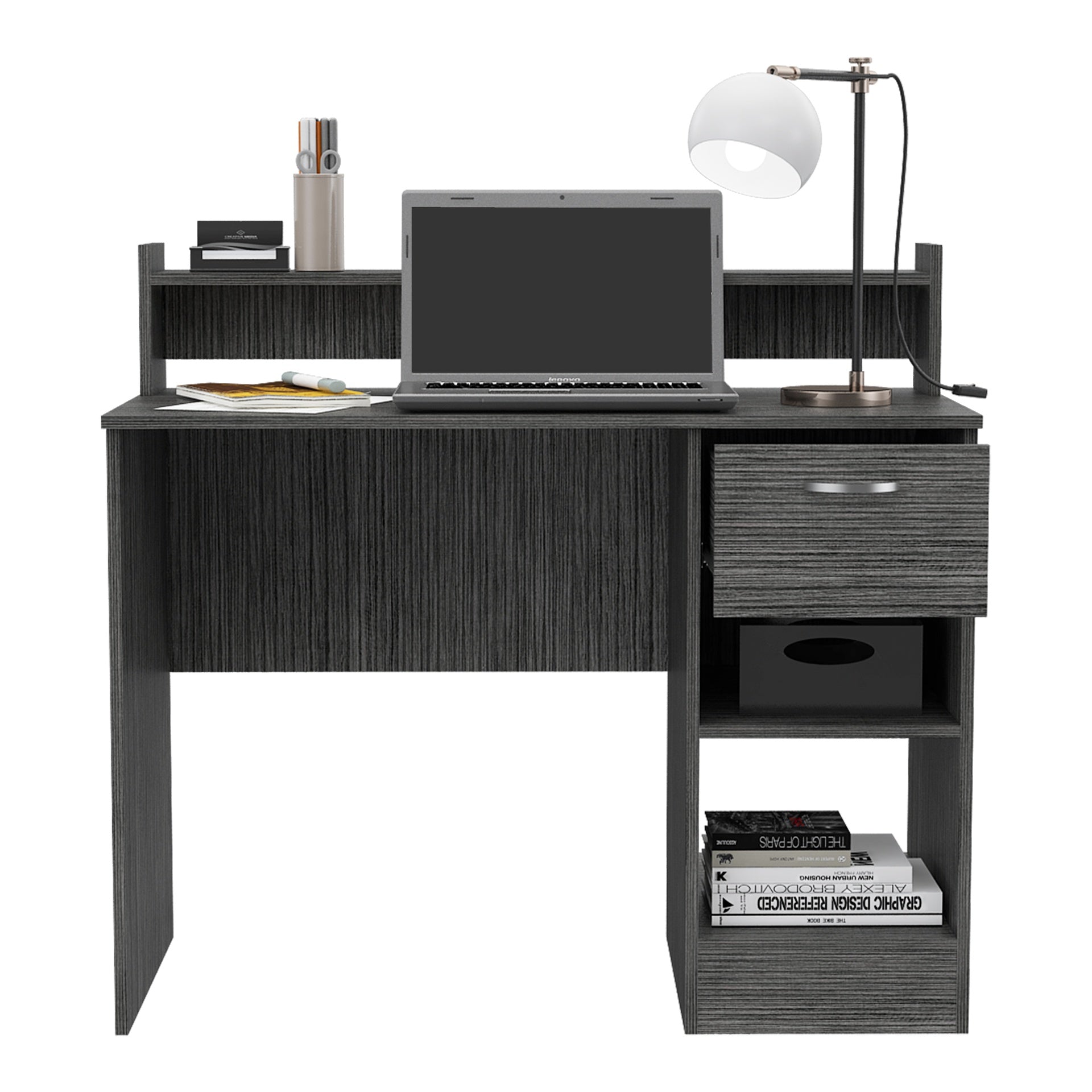 Charlotte Computer Desk with 2 Storage Shelves and Drawer