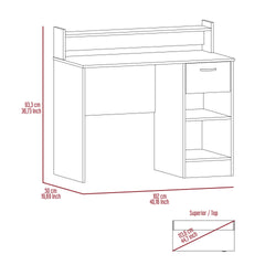 Charlotte Computer Desk with 2 Storage Shelves and Drawer