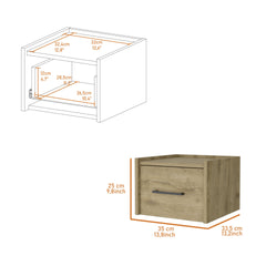 Elfrida Wall-Mounted Nightstand, Sleek Single-Drawer Design with Spacious Top Shelf