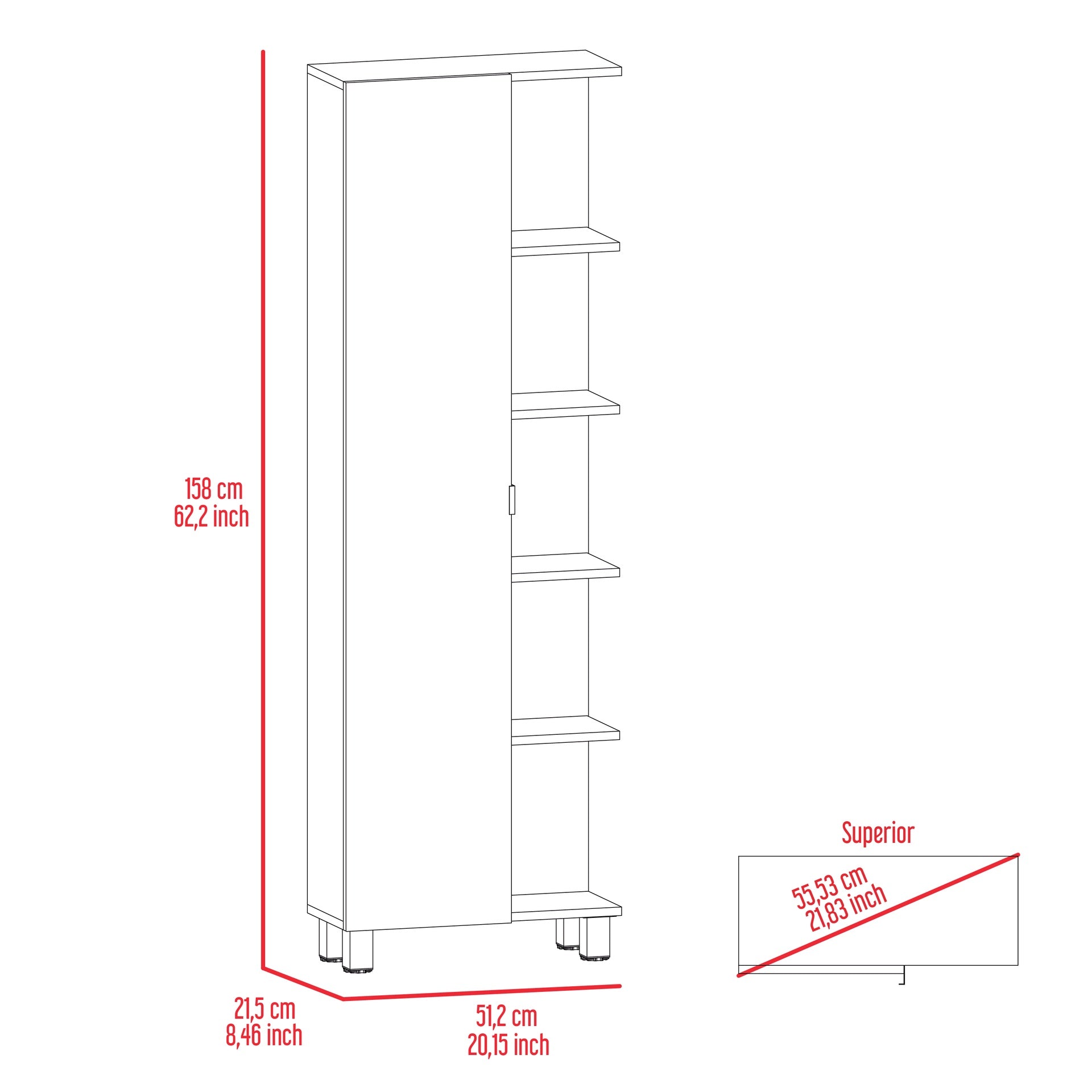 Los Angeles Linen  Cabinet, Five Shelves, One Cabinet, Divisions