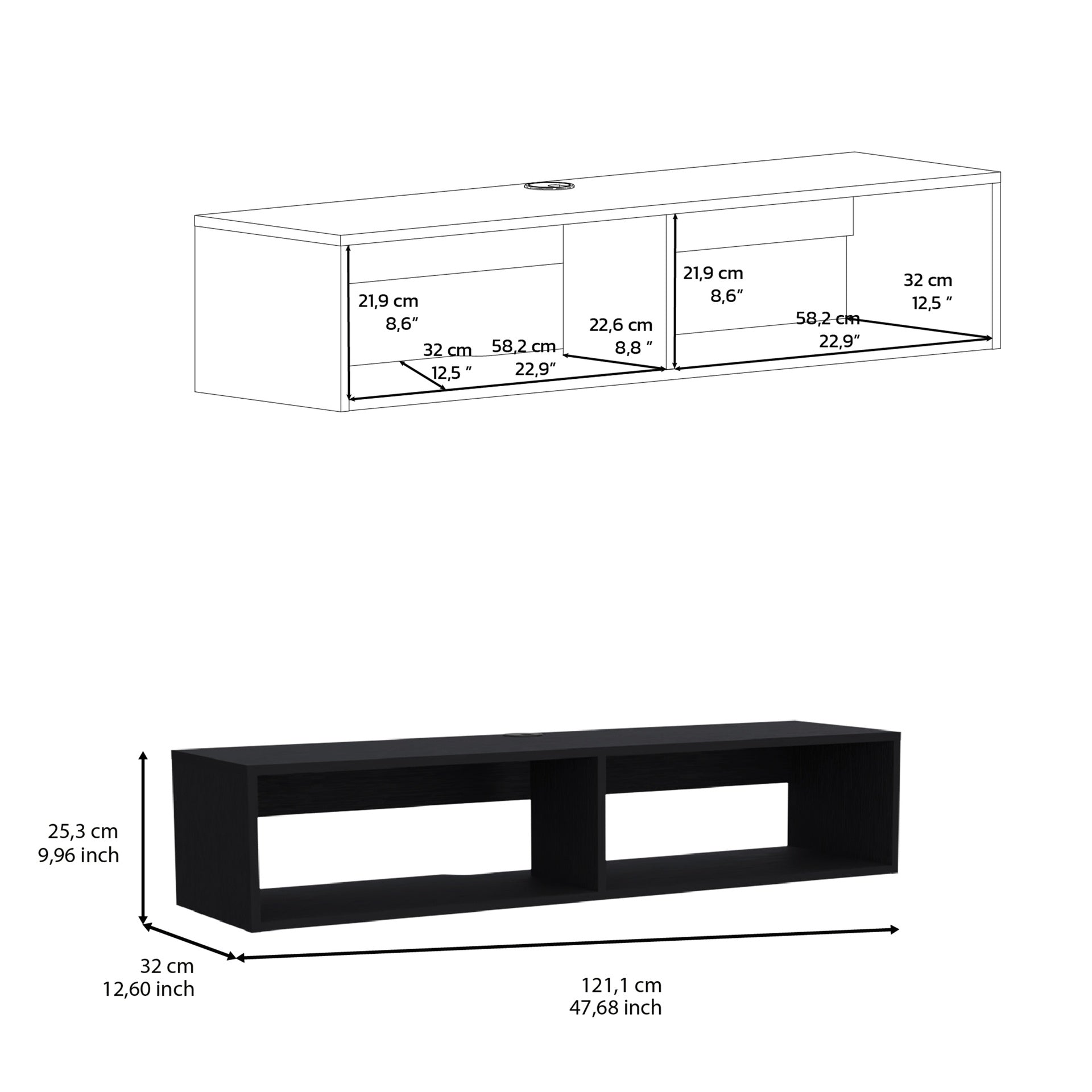 Yankton Floating TV Stand with Spacious Shelves and Cable Management