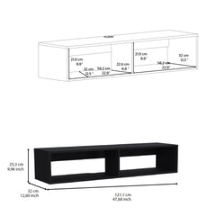 Yankton Floating TV Stand with Spacious Shelves and Cable Management