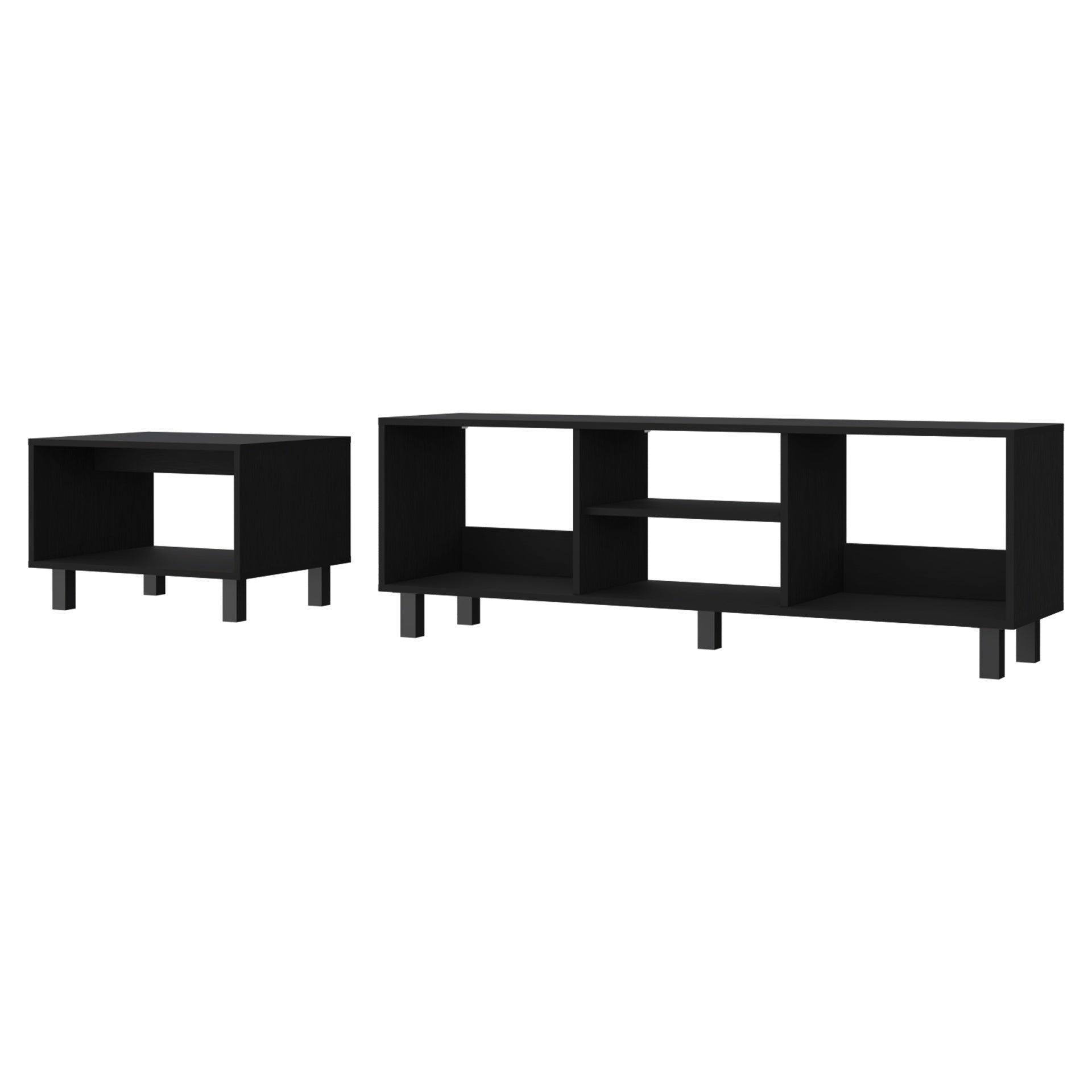 Hoven 2 Piece Living Room Set with TV Rack and Coffee Table