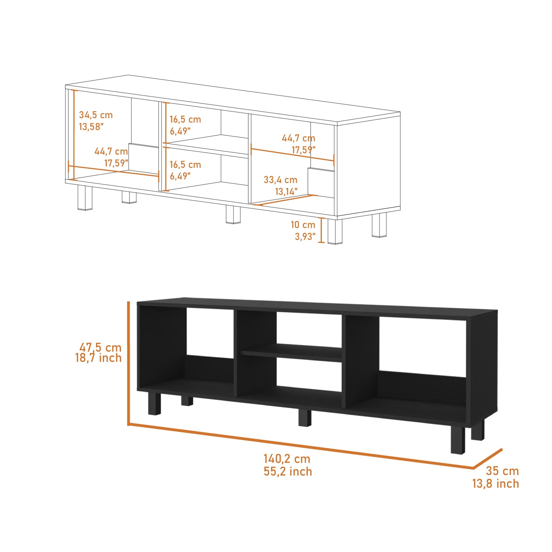 Hoven 2 Piece Living Room Set with TV Rack and Coffee Table