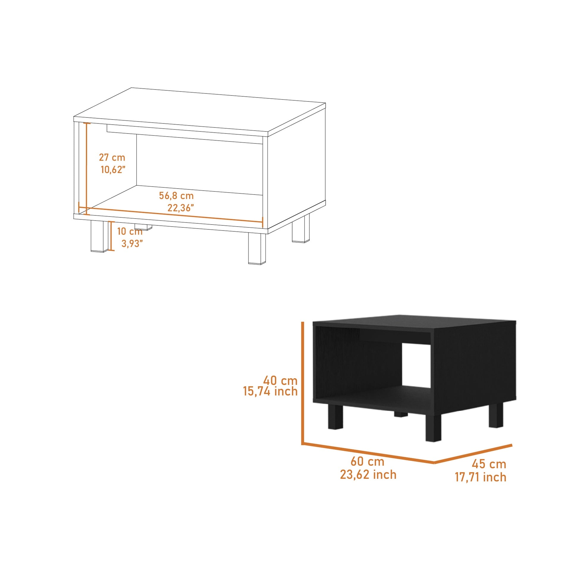 Hoven 2 Piece Living Room Set with TV Rack and Coffee Table