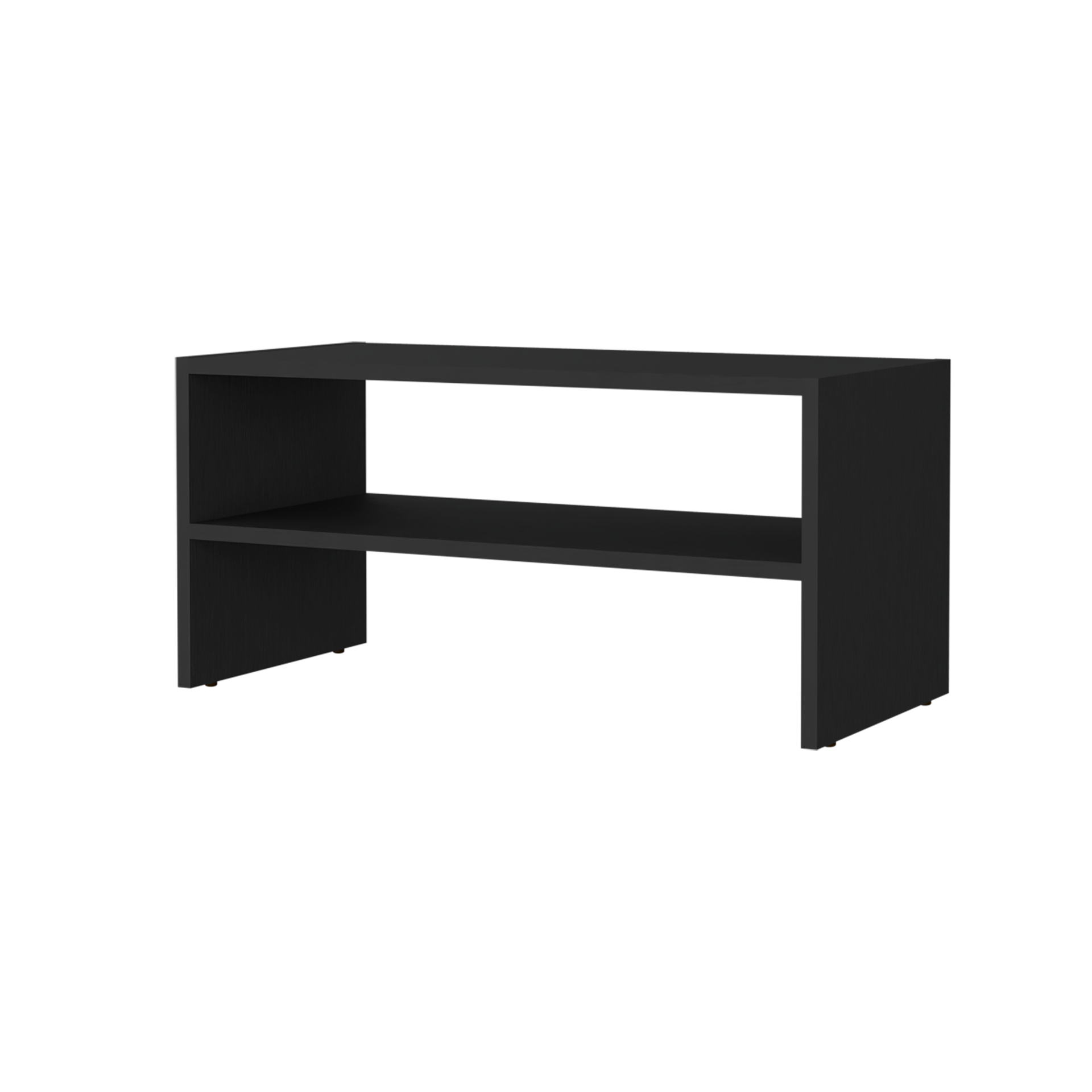 Norris shoe rack in melamine with 2 shelves,black