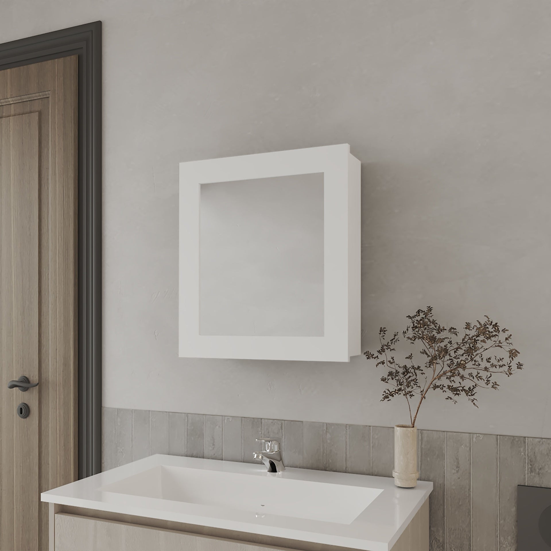 Payson Medicine Cabinet in Melamine With Included Mirror, White