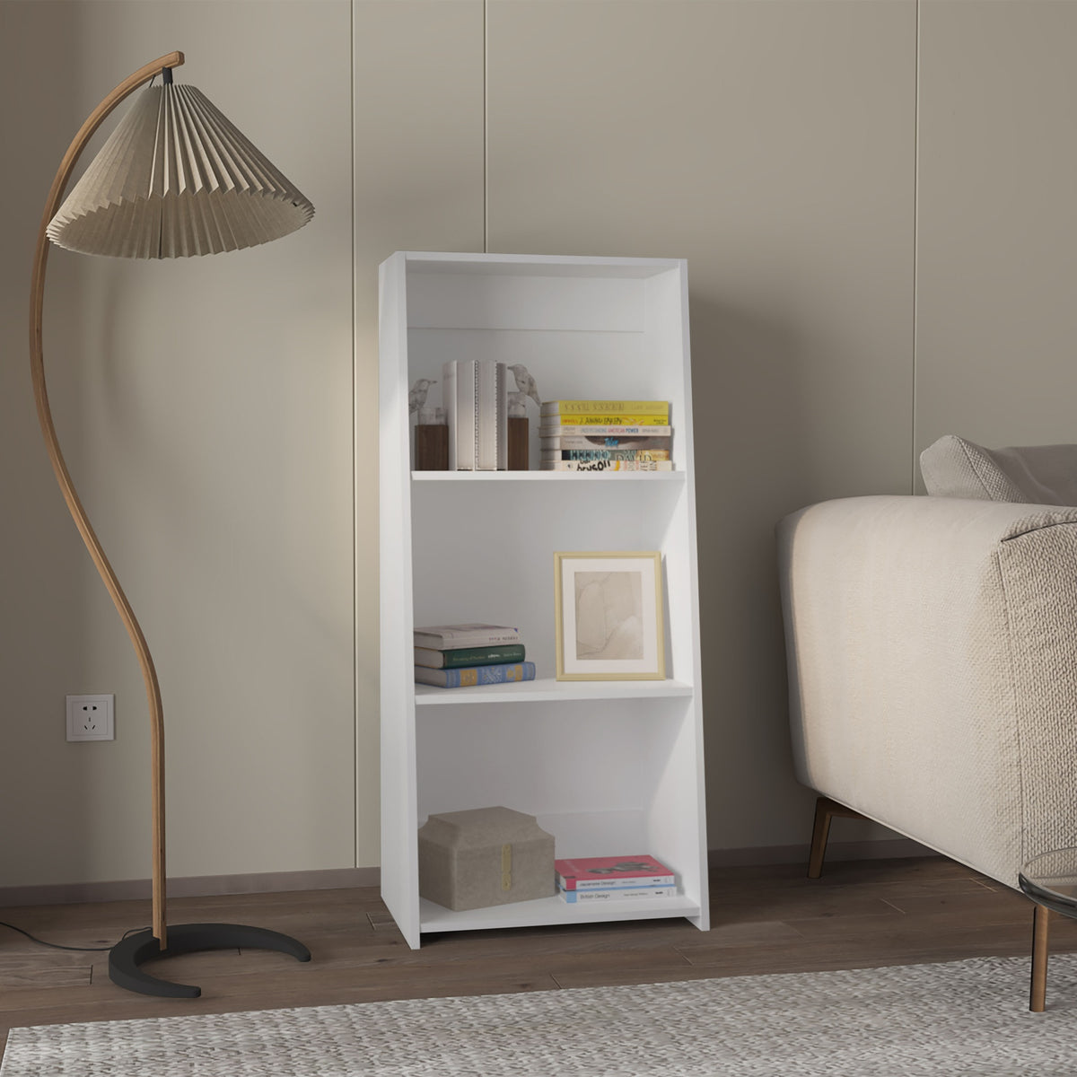 Anthem Bookcase in Melamine with Three Shelves, White