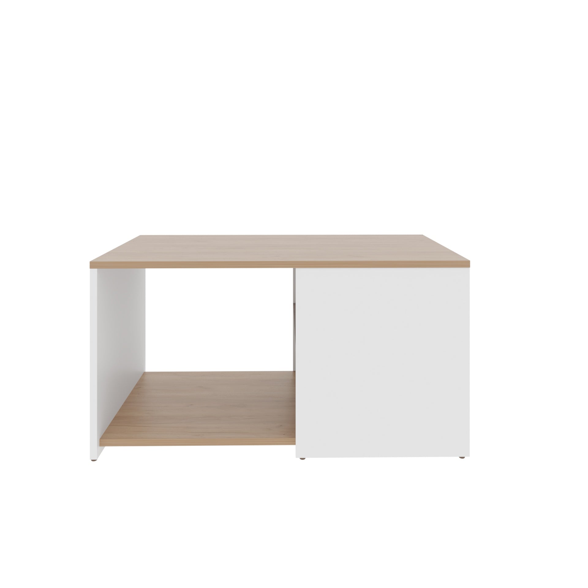 Kaibito Coffee Table with Open Storage, White+ Natural Oak