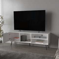 Mescal Tv Stand Multistorage with a Door and Open Storage, White