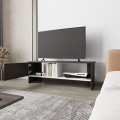 Rock Point Entertainment Center with a Door and Open Storage,  Stained Walnut and White