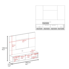 Lesslie Entertainment Center Multistorage and Cable Management, White and Natural Oak