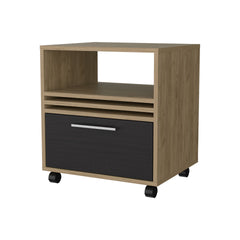 Saxon Nightstand with a Drawer and Open Storage, Natural Oak