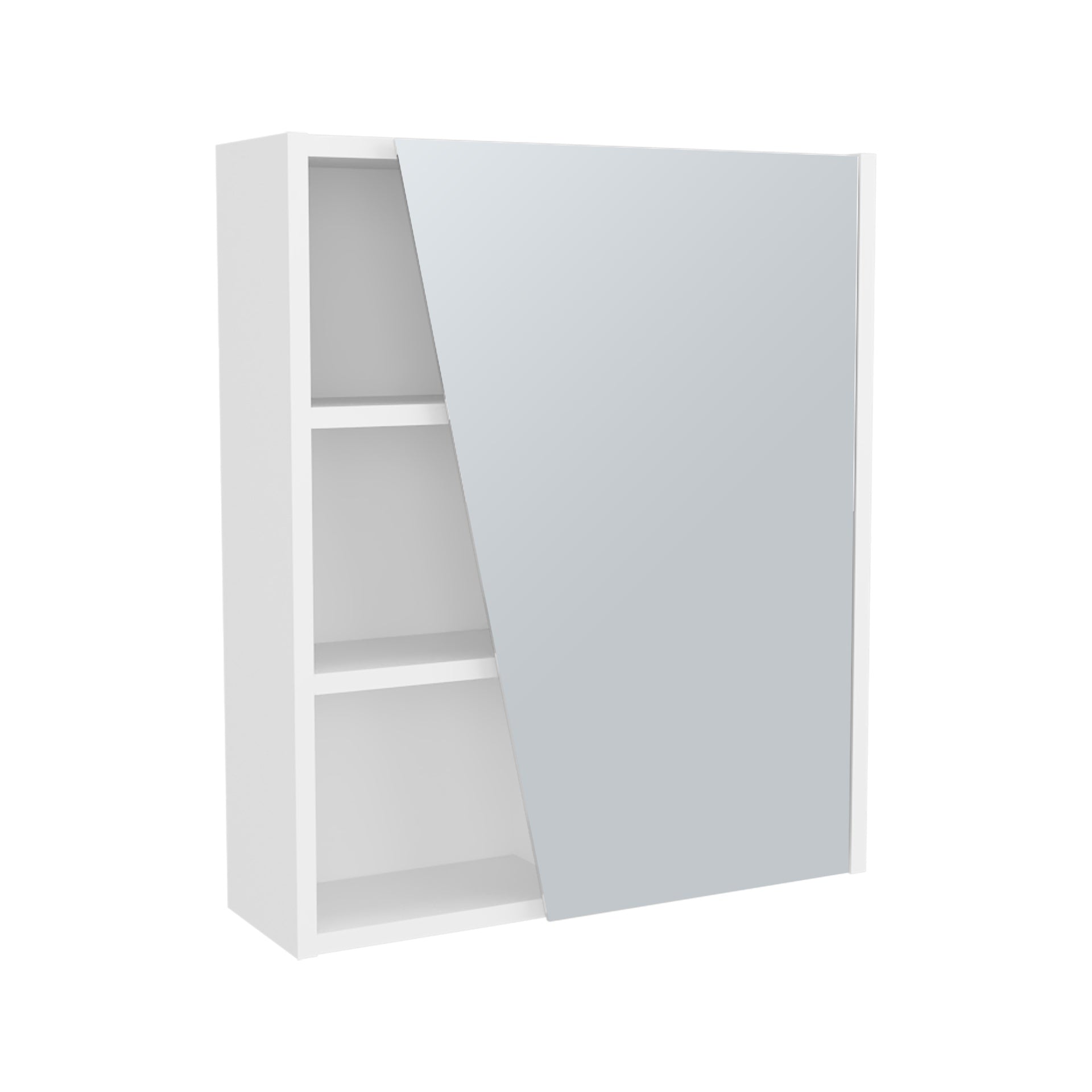 FM FURNITURE Pinedale Medicine Cabinet with Mirrored Door and Open Storage, White