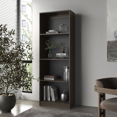 FM FURNITURE Bear Flat Bookcase with Open Storage and 4 Shelves ,Stained Walnut
