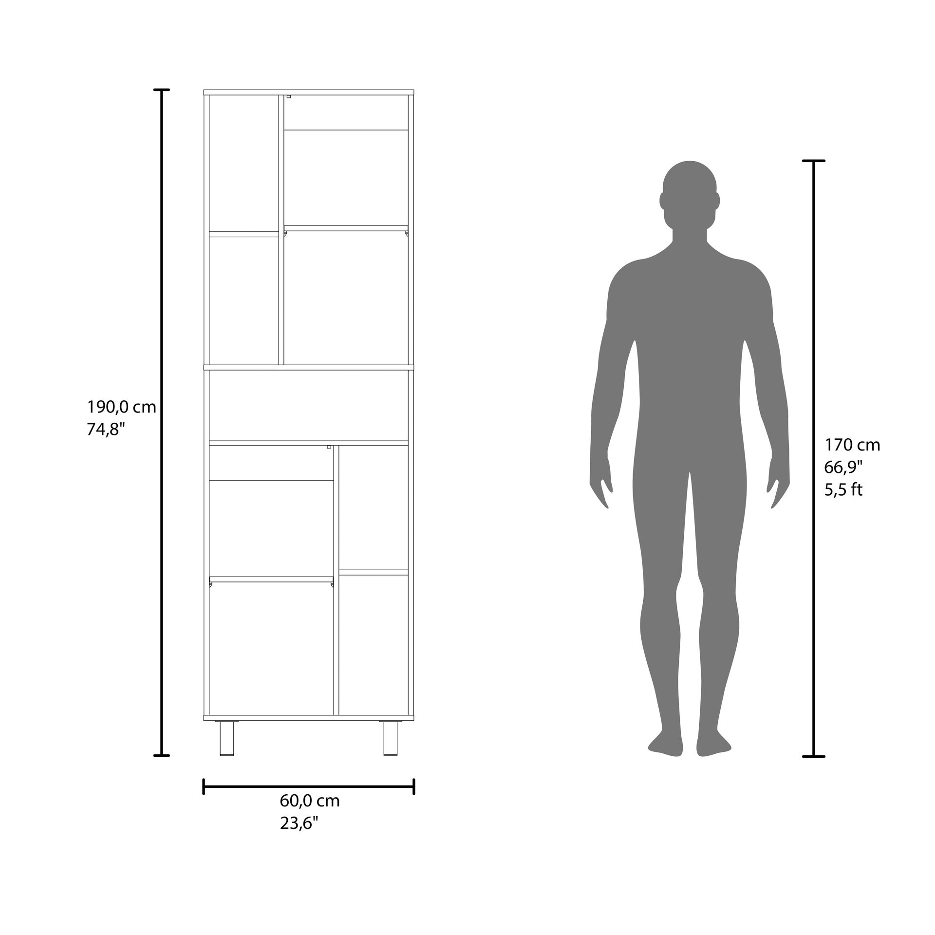 FM FURNITURE Buckshot Kitchen Pantry with Open Storage and 2 Doors,  White