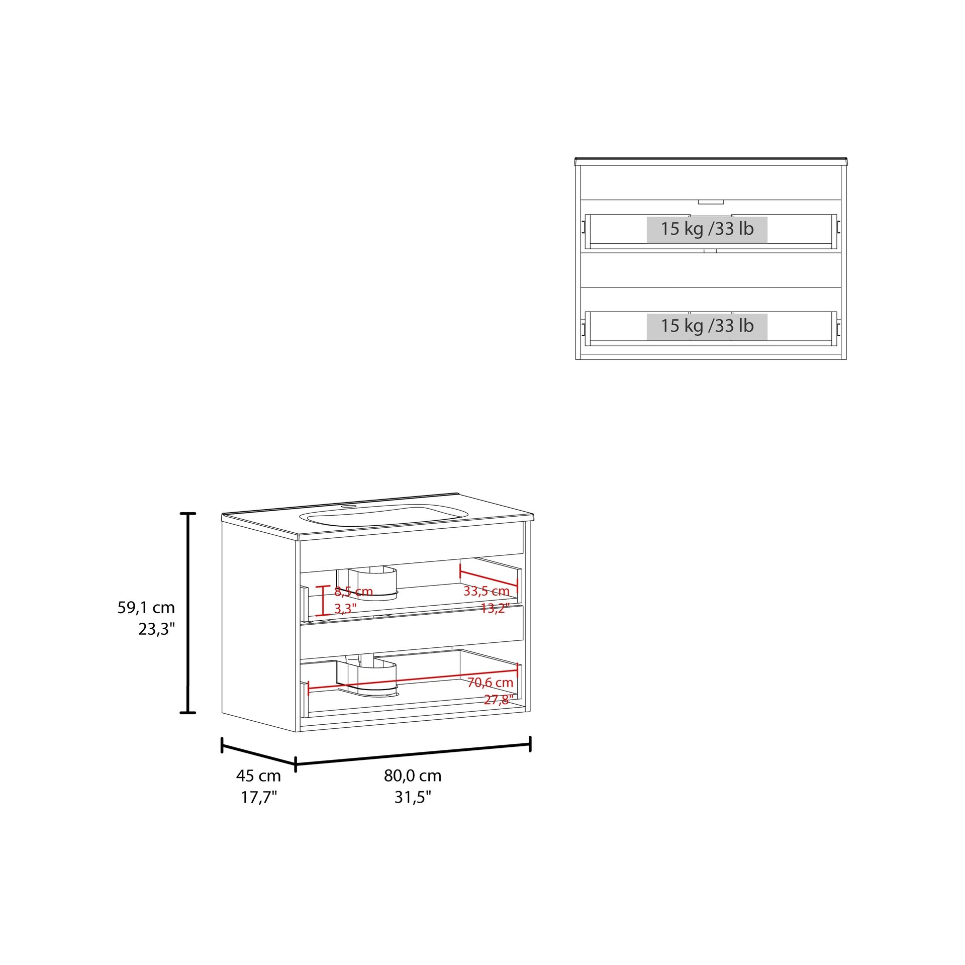 Smoot Floating Vanity with Two Drawers and Sink, White