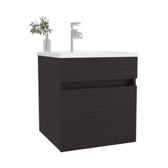 FM FURNITURE  Belle Bathroom Floating Vanity with Sink, 1 Door, Wengue