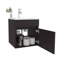 FM FURNITURE  Belle Bathroom Floating Vanity with Sink, 1 Door, Wengue