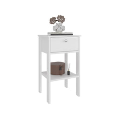 Shongopovi One Drawer Nightstand with Open Shelf, Compact Design, Modern Style, Bedroom Use, White