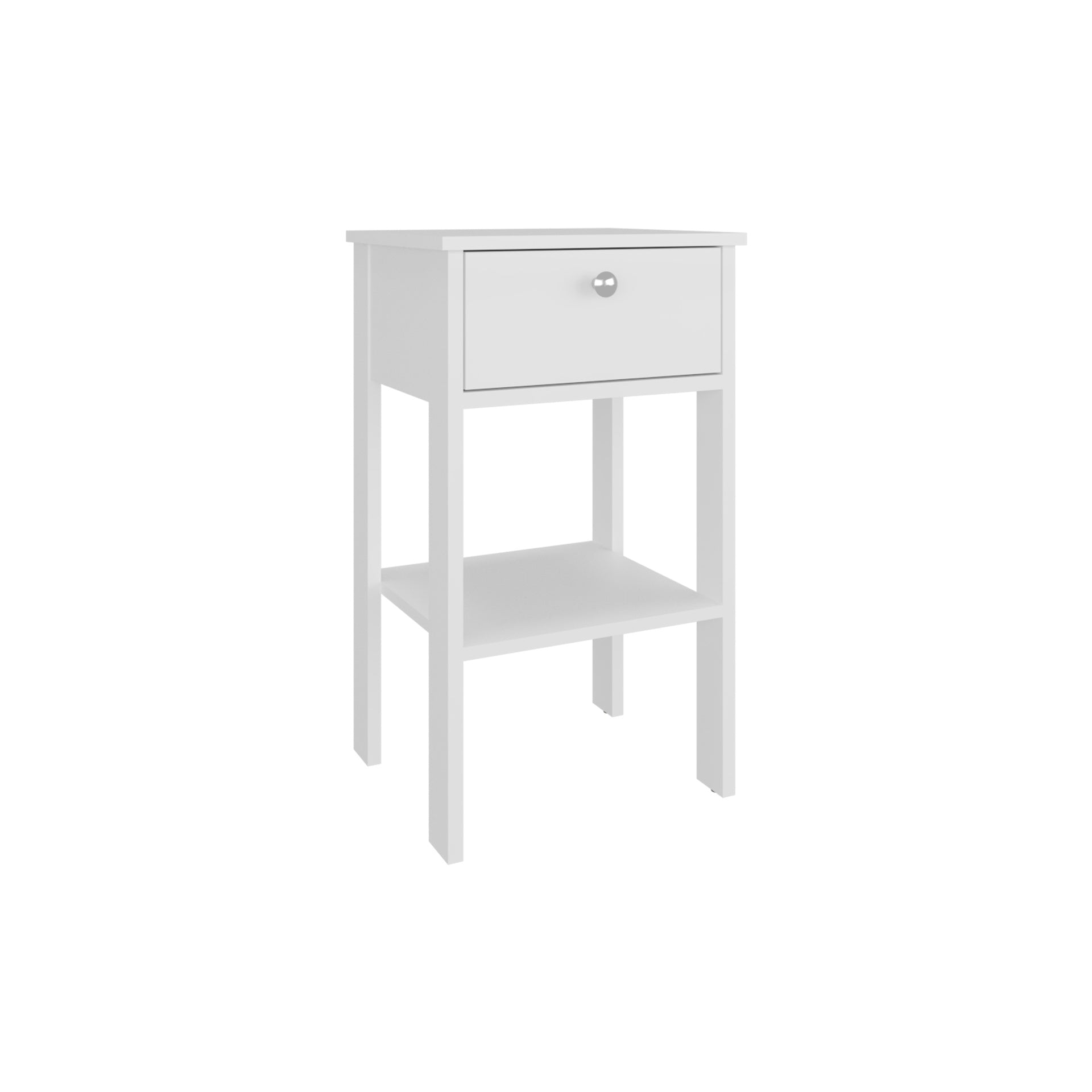 Shongopovi One Drawer Nightstand with Open Shelf, Compact Design, Modern Style, Bedroom Use, White