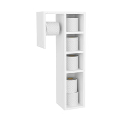 Ranch, Toilet Paper Holder with 3 Open Shelves, Compact Bathroom Organizer,White