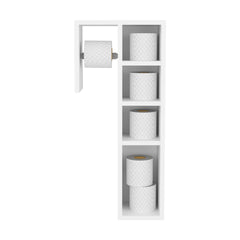 Ranch, Toilet Paper Holder with 3 Open Shelves, Compact Bathroom Organizer,White