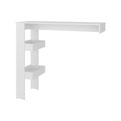 Drysdale Bar Table, Three Open Side Shelves, Modern Design for Kitchen or Dining Area, White
