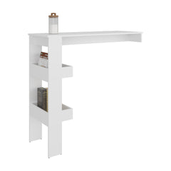 Drysdale Bar Table, Three Open Side Shelves, Modern Design for Kitchen or Dining Area, White