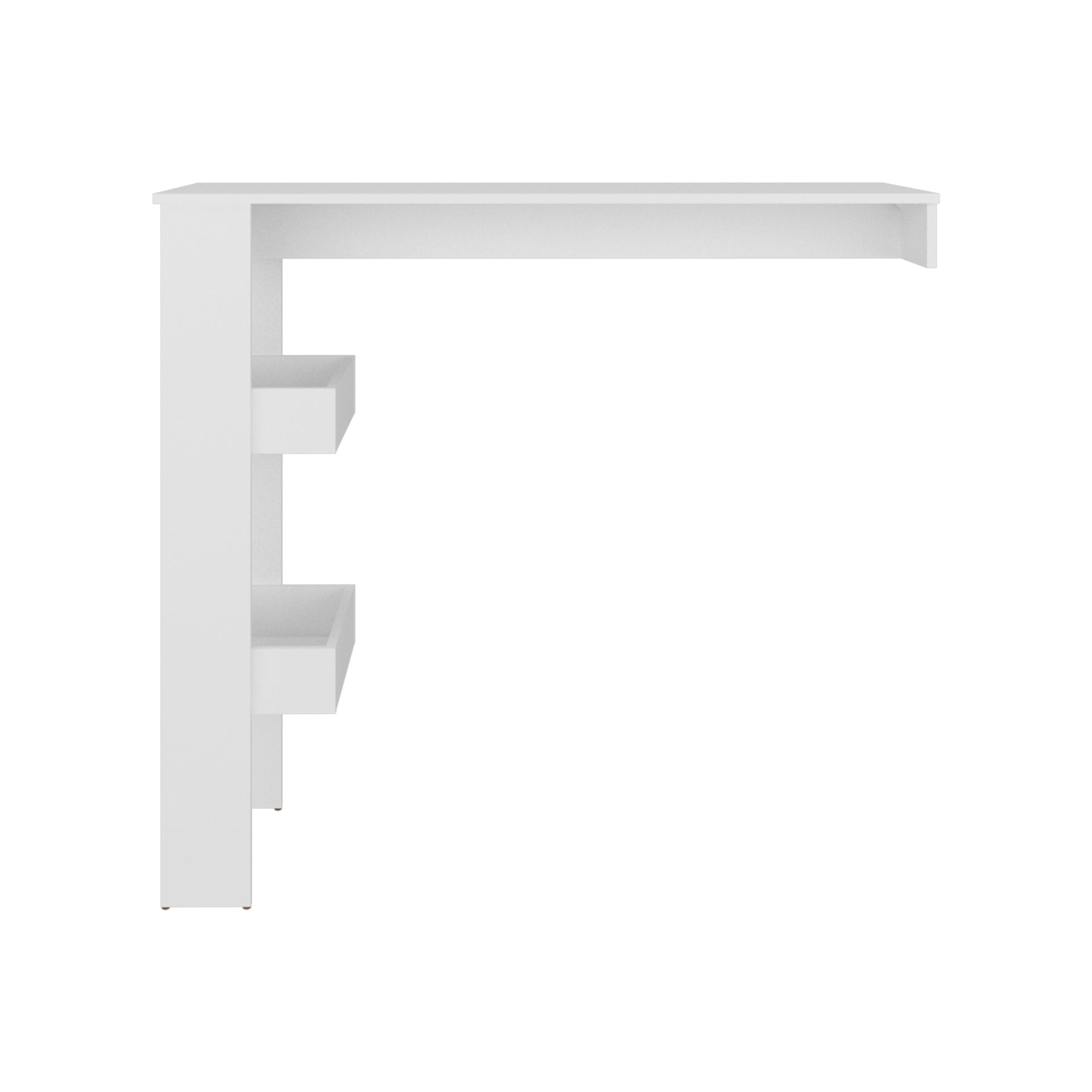 Drysdale Bar Table, Three Open Side Shelves, Modern Design for Kitchen or Dining Area, White