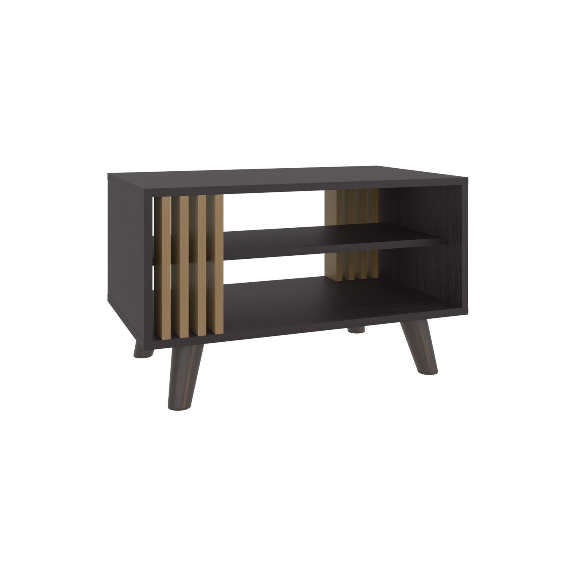 Shark Coffee Table with Open Storage and 4 legs, Wenge and Natural Oak