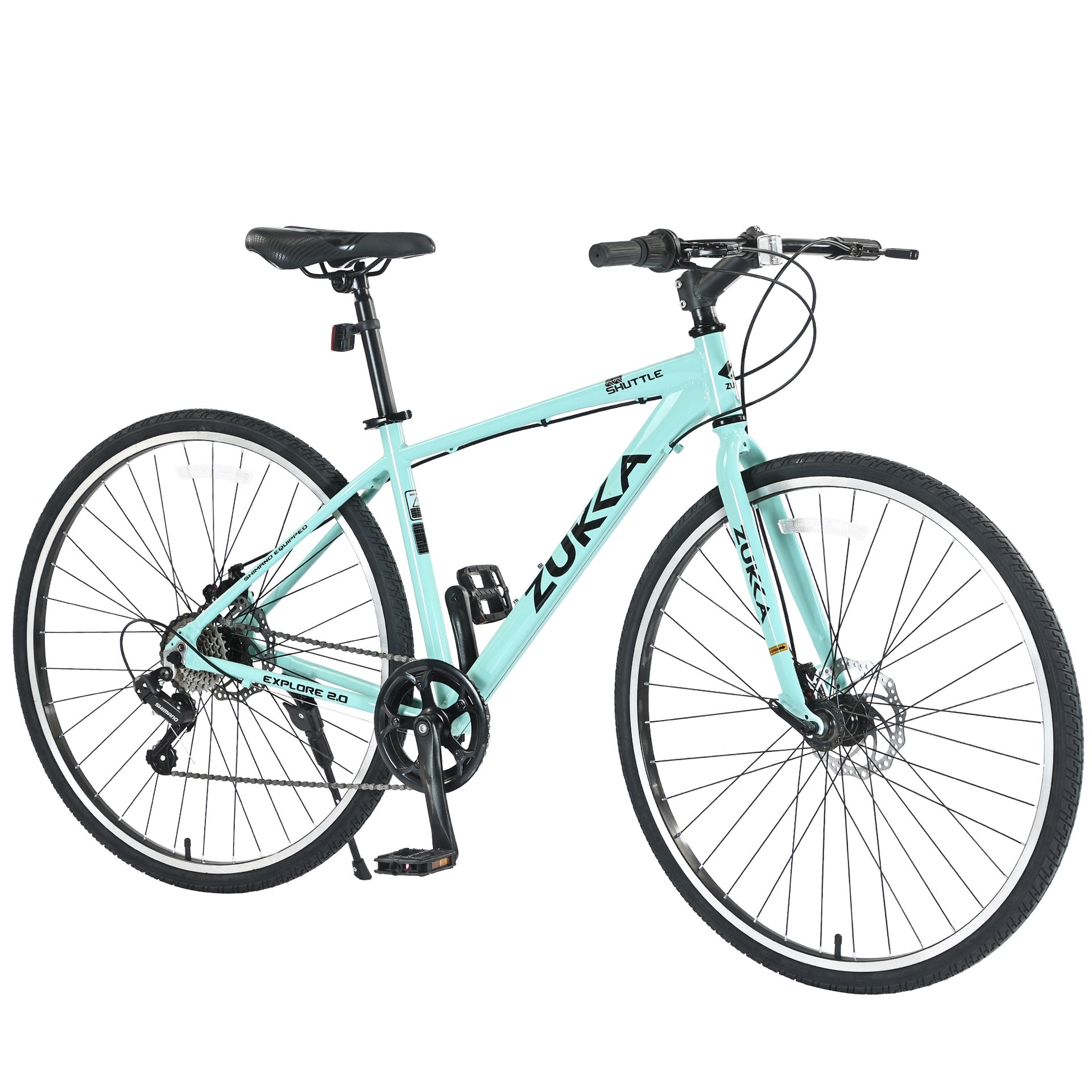 7 Speed Hybrid Bike Aluminum Alloy Frame Double Disc Brakes 700C Road Bike For men women's City Bicycle
