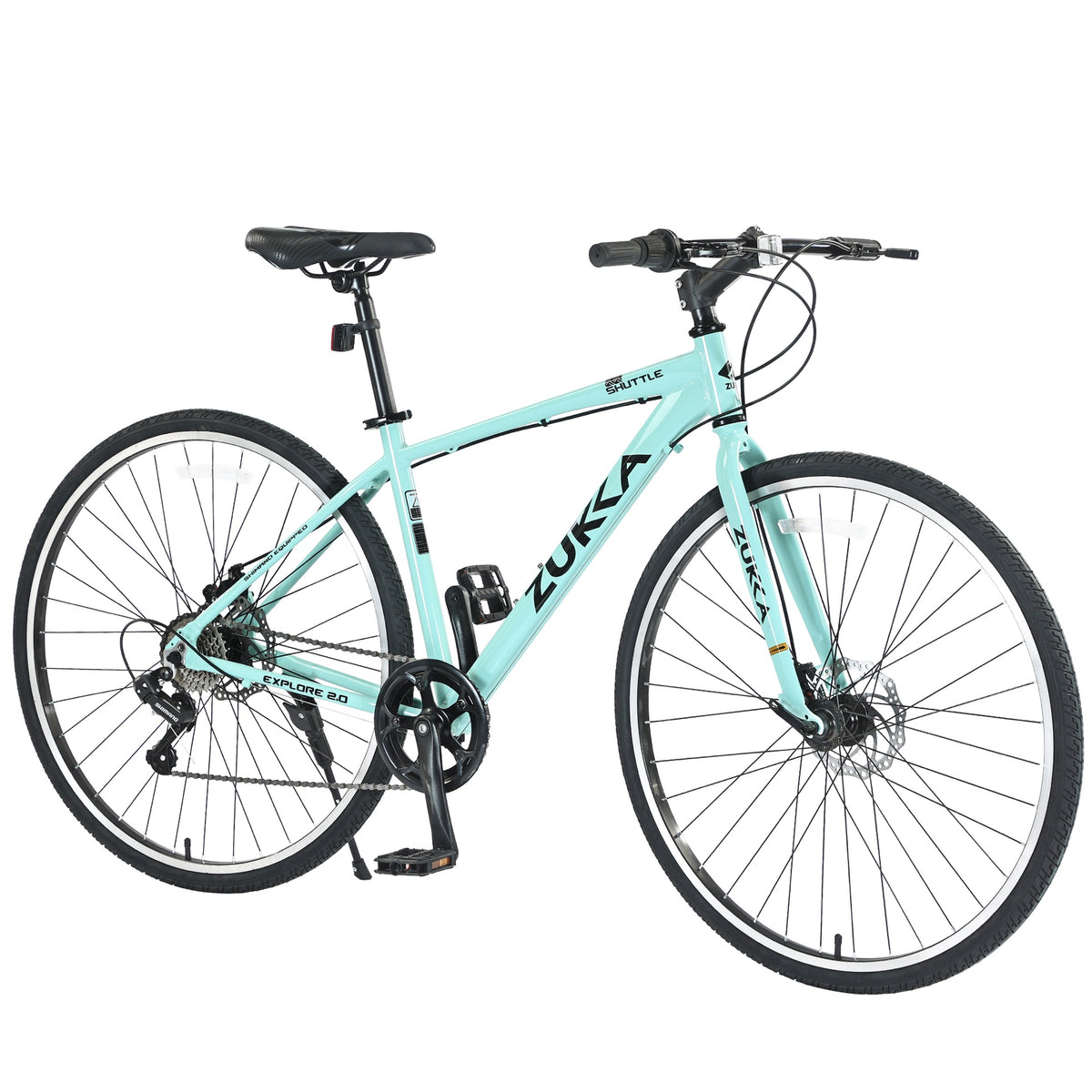 7 Speed Hybrid Bike Aluminum Alloy Frame Double Disc Brakes 700C Road Bike For men women's City Bicycle
