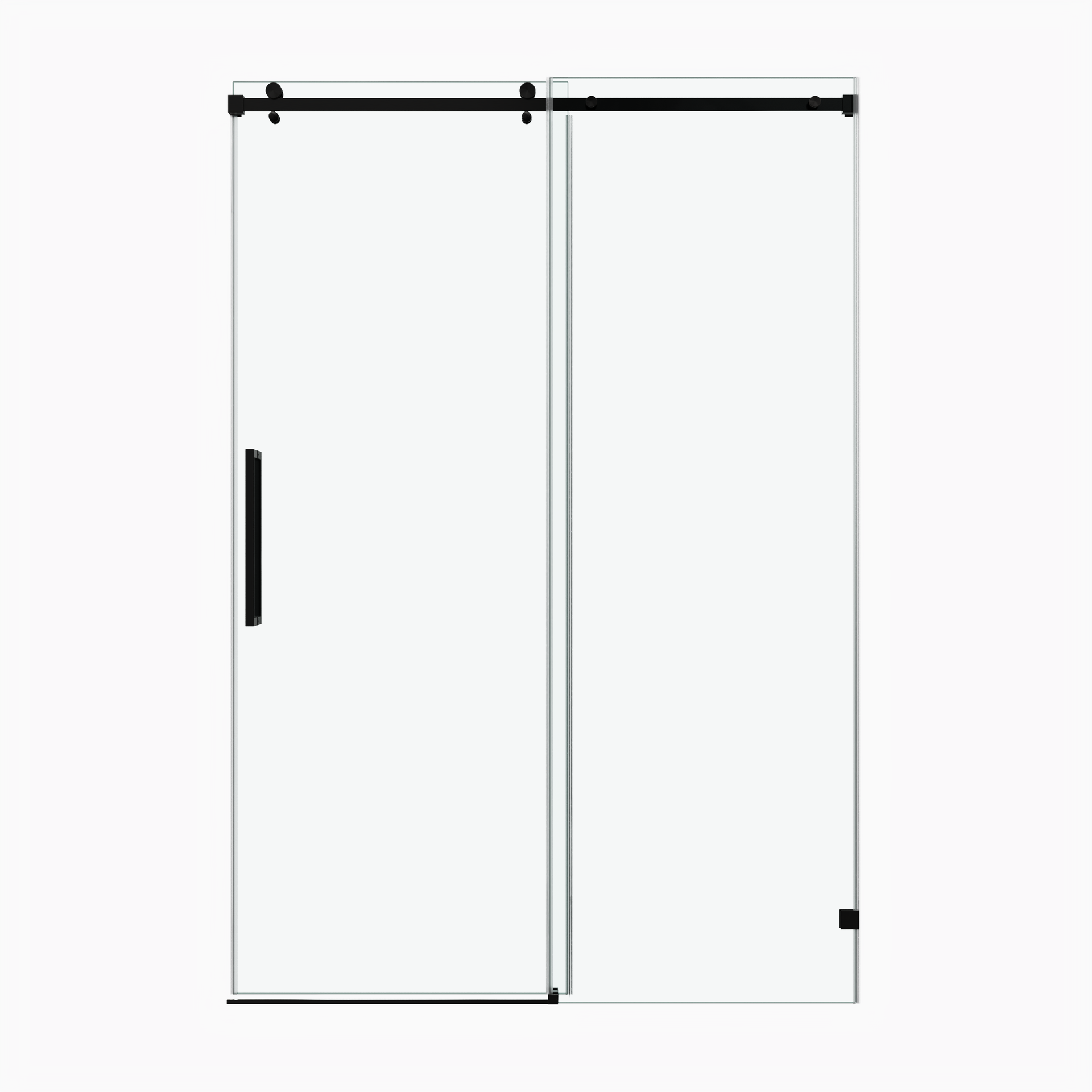 60*76"Fixed & Sliding Shower Door, Square Tube Hardware, Clear Glass Shower Door, 3/8″ (10mm) SGCC Tempered Glass, Stainless Steel