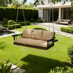 Porch Swing 3 Person Wicker Hanging Outdoor Patio Porch Swing Bench