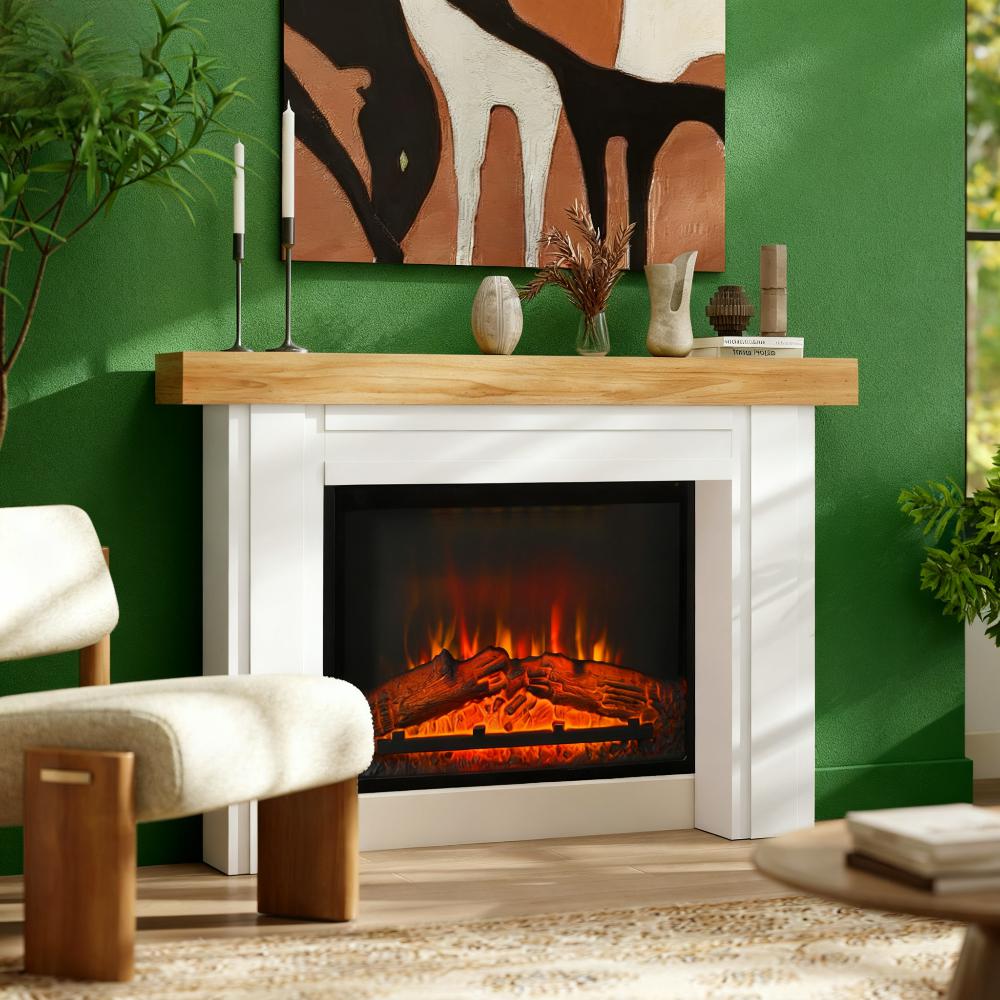 Fireplace Mantel, Freestanding Fireplace Surround with Leg for Electric Fireplaces