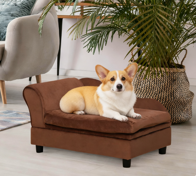 Pet Sofa Dog Sofa for Small Dogs with Storage, Brown