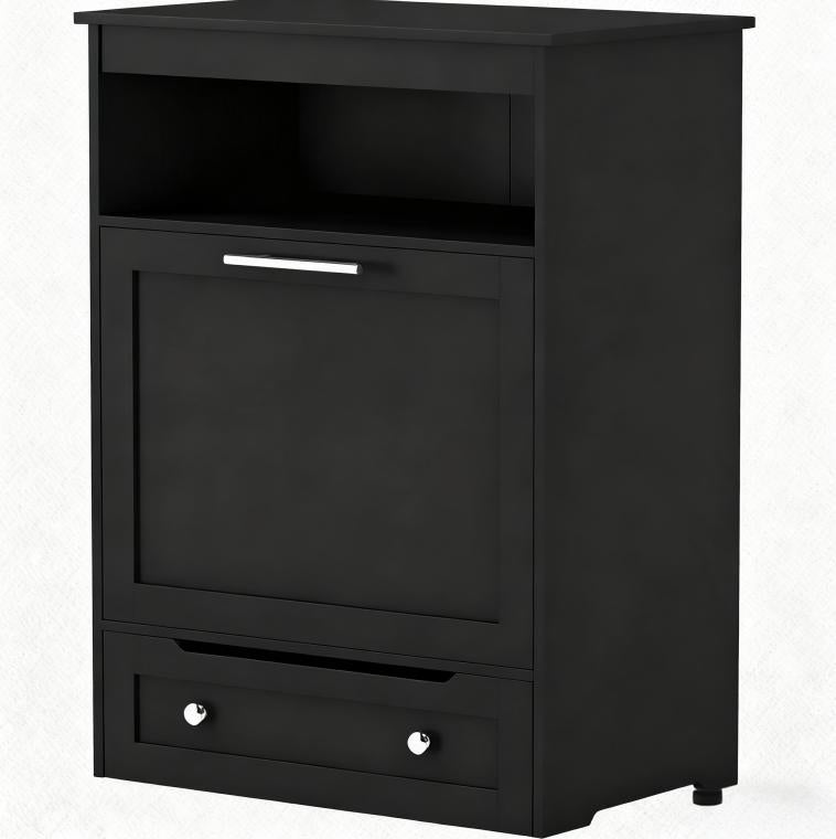 Pet Feeder Station Storage Cabinet, with Dog Raised Bowls, Black