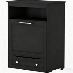Pet Feeder Station Storage Cabinet, with Dog Raised Bowls, Black