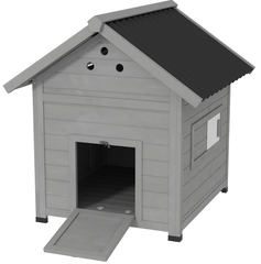 Wooden Pet House with Openable Roof & Double Doors, Light Gray