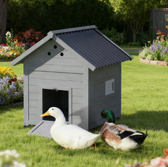 Wooden Pet House with Openable Roof & Double Doors, Light Gray